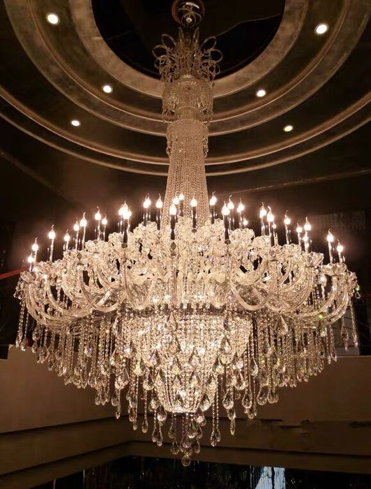 Rylight 35/50/60/72/90-Light Oversized Traditional Multi-layers Luxury Candle Crystal Chandelier