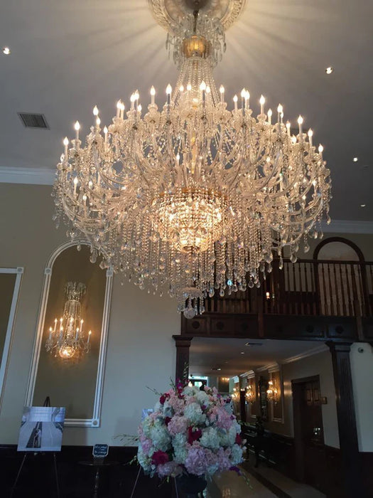 Rylight 35/50/60/72/90-Light Oversized Traditional Multi-layers Luxury Candle Crystal Chandelier