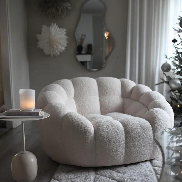 Gezellige fleece witte grote pompoen loveseat fauteuil