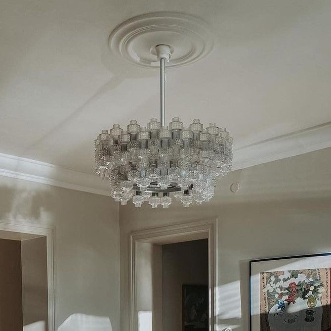 Rylight 1/2-Tier Intricately Patterned Glass Chandelier