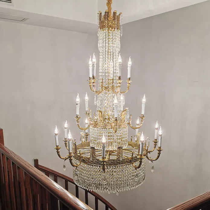 Rylight Extra Large Luxury Crystal Tassel Candle Chandelier