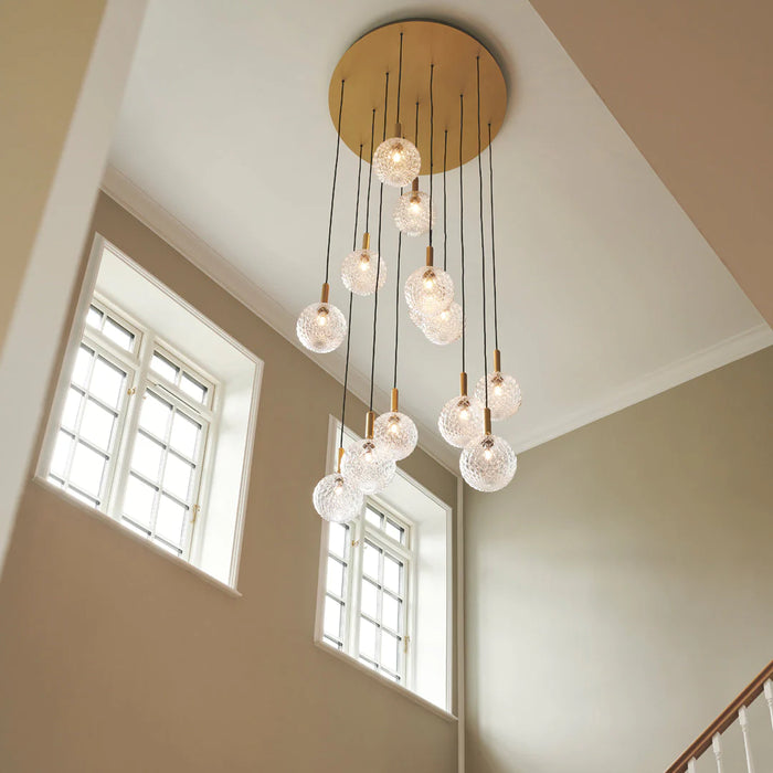 Rylight 1/3/6/13-Globes Clear/White Glass Pendant Chandelier