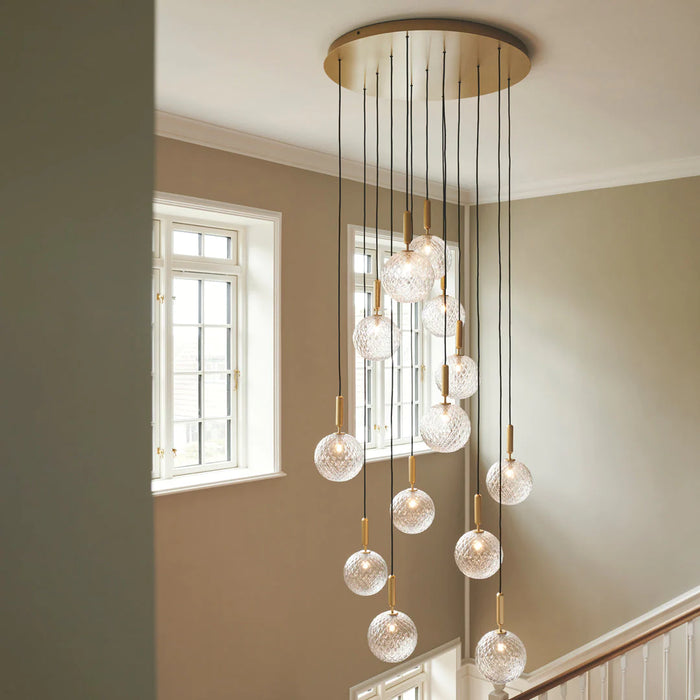 Rylight 1/3/6/13-Globes Clear/White Glass Pendant Chandelier