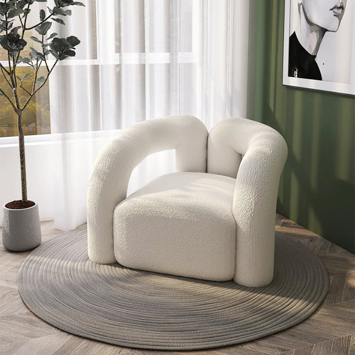 Moderne creatieve witte Boucle Sherpa Shaggy fauteuil voor woonkamer