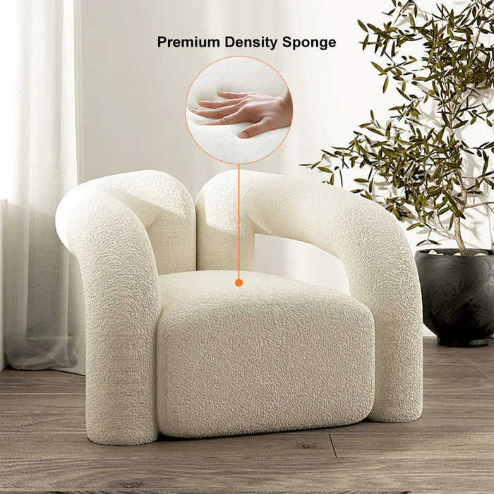 Modern Creative White Boucle Sherpa Shaggy Sofa Chair for Living Room