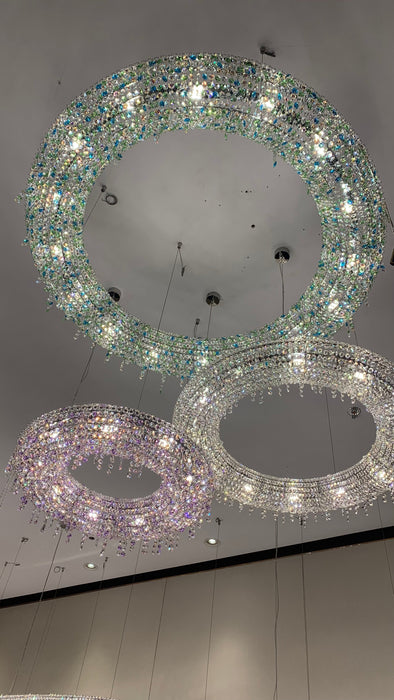 Luxury Circle Colorful Crystal Chandelier for Living Room/Low-ceiling