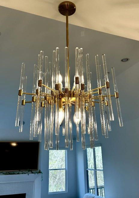 Rylight 8-Light Glass Rods Chandelier