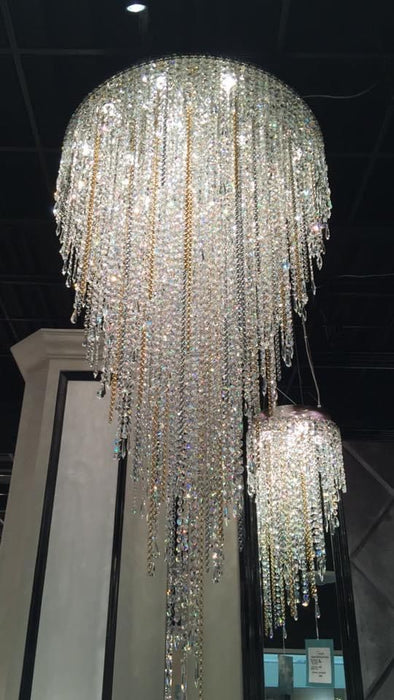 Rylight Waterfalls Flush Mount/Suspension Crystal Tassel Chandelier