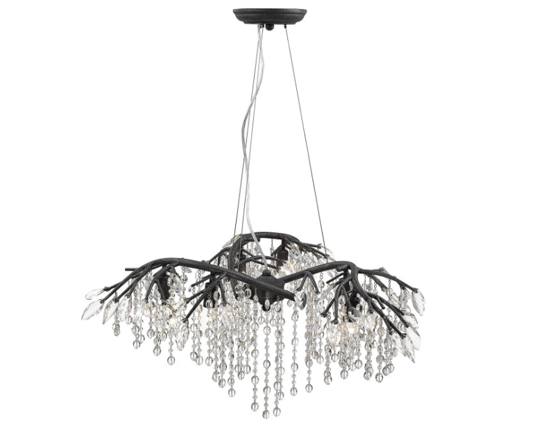 Rylight 6/18-Light Bronze/Black Branch Chandelier With Crystal Drops