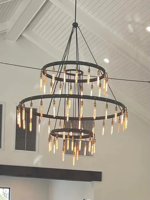 Final Sale · Retro-Inspired Ring Chandelier for High-ceiling