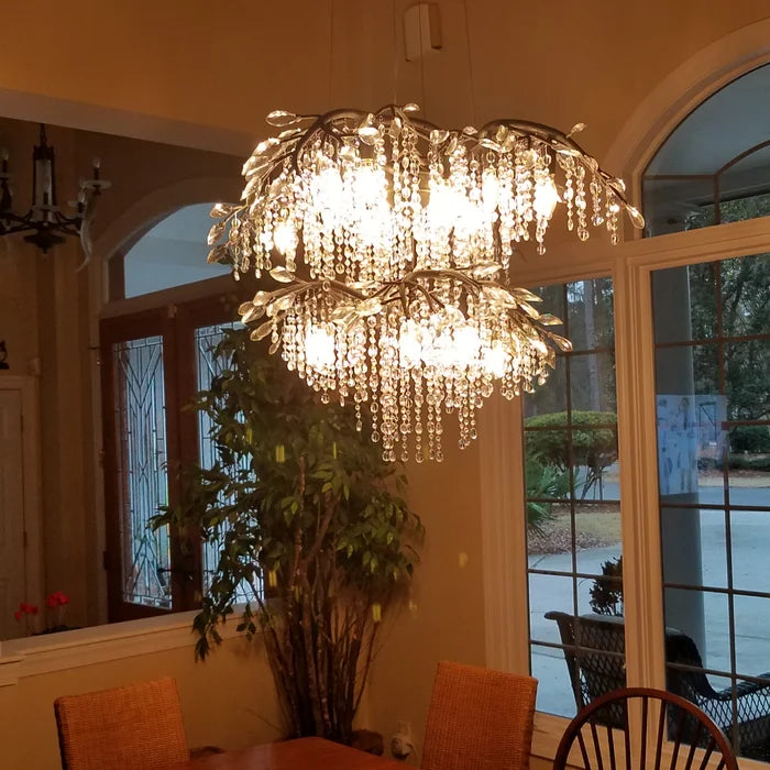 Rylight 6/18-Light Bronze/Black Branch Chandelier With Crystal Drops