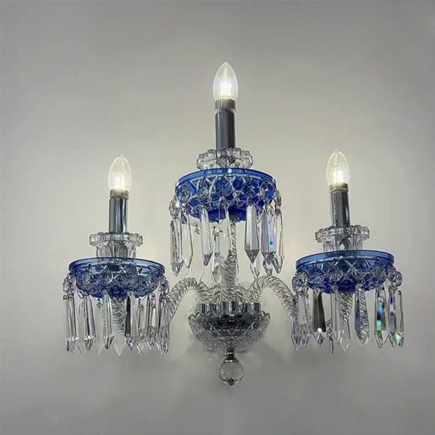 Rylight 3-Candle Blue Crystal Wall Light