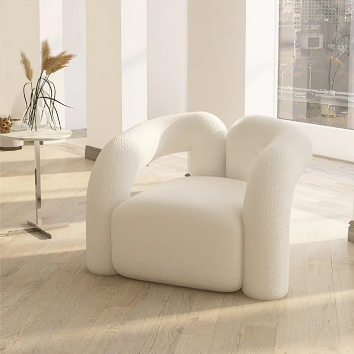Modern Creative White Boucle Sherpa Shaggy Sofa Chair for Living Room