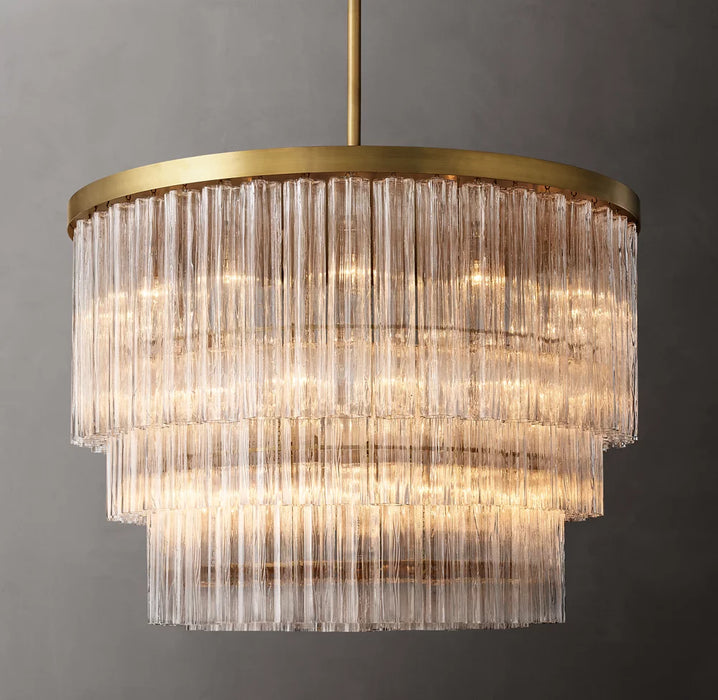 Rylight 1/3-Tier Round/Rectangle Crystal Tubular Chandelier