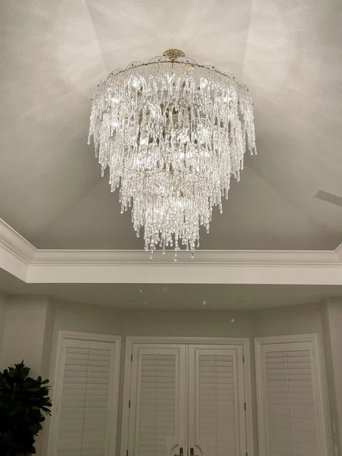 Rylight 2/5/7-Tier Round/Rectangular Melting Ice Crystal Chandelier