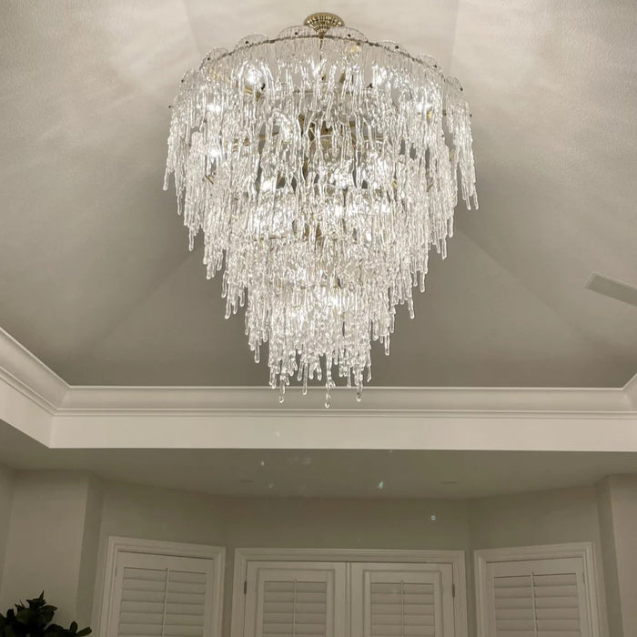 Rylight 2/5/7-Tier Round/Rectangular Melting Ice Crystal Chandelier