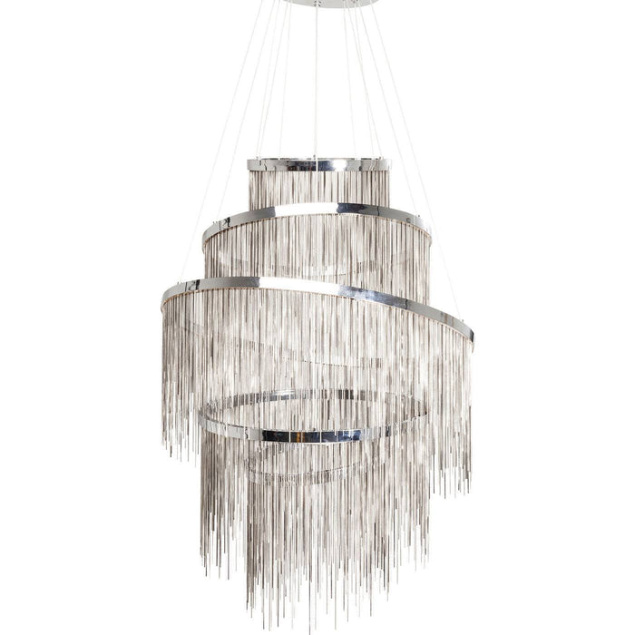 Rylight 5-Ring Metal Tassel Chandelier in Chrome Finish