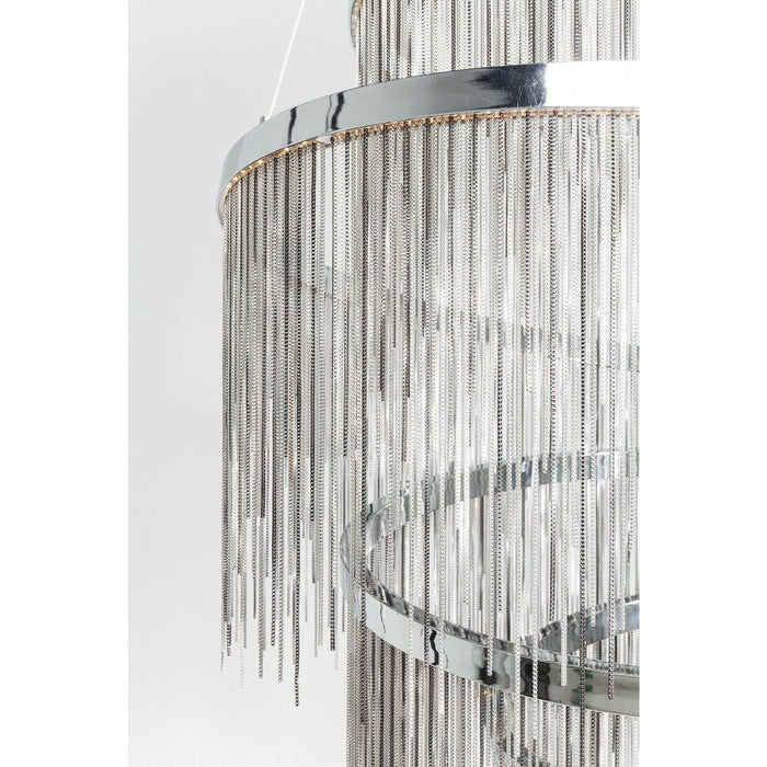 Rylight 5-Ring Metal Tassel Chandelier in Chrome Finish