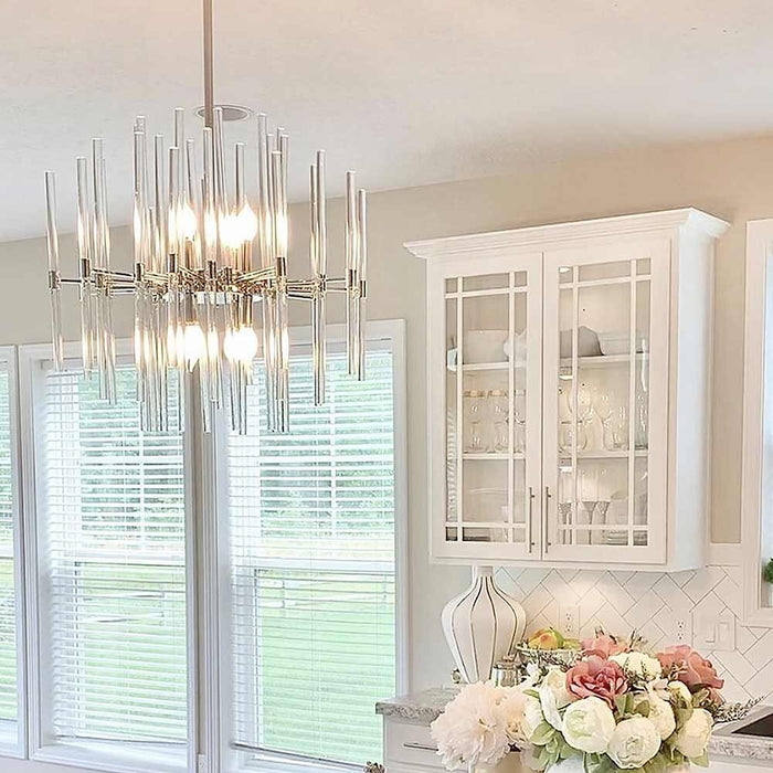 Rylight 8-Light Glass Rods Chandelier