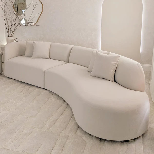 Rylight Almond Velvet Curved Corner Sofa