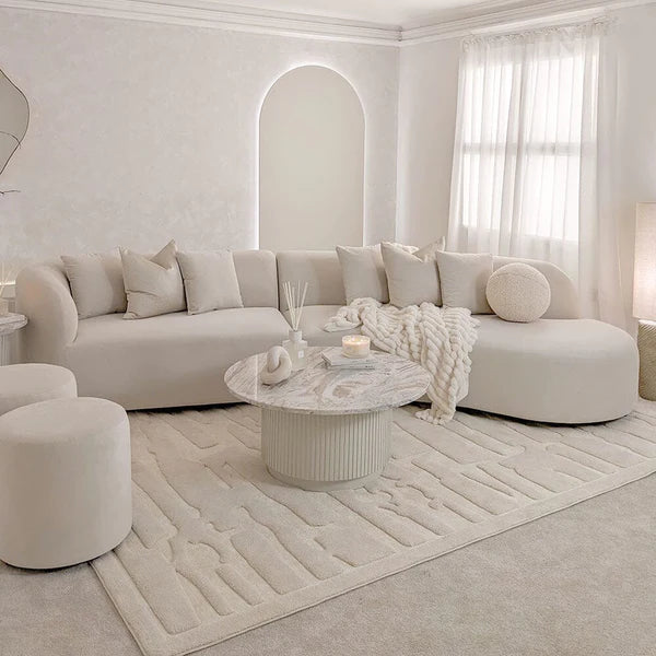 Rylight Almond Velvet Curved Corner Sofa