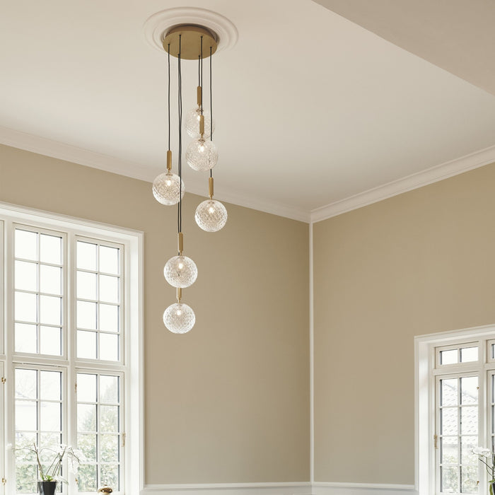 Rylight 1/3/6/13-Globes Clear/White Glass Pendant Chandelier