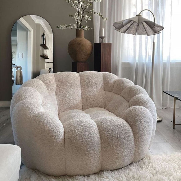 Gezellige fleece witte grote pompoen loveseat fauteuil