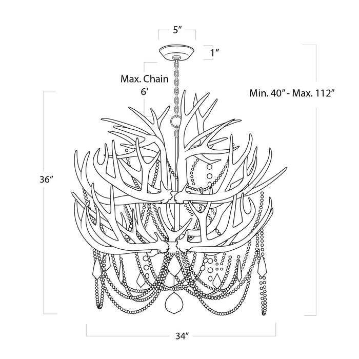 Rylight 2-Tier Pure White Antler Chandelier