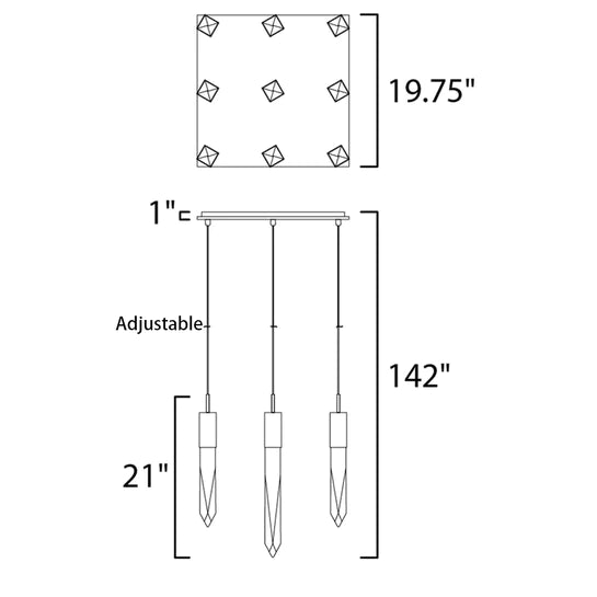 Rylight moderne en luxe ronde/rechthoekige plafondhanglamp in zwarte afwerking