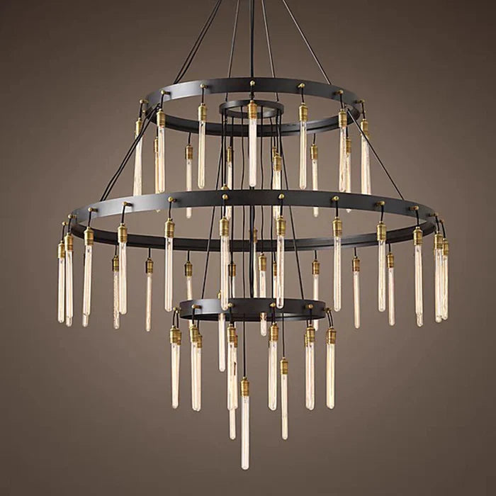 Final Sale · Retro-Inspired Ring Chandelier for High-ceiling