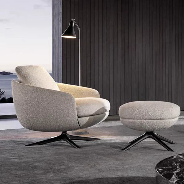 Rylight Modern White Revolving Lounge Chair