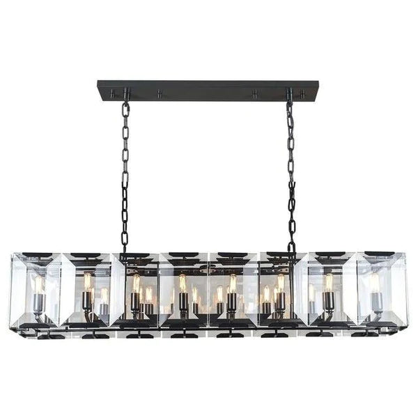 Rylight 12/14/16/18/22-Light Rectangular Crystal Candle Chandelier