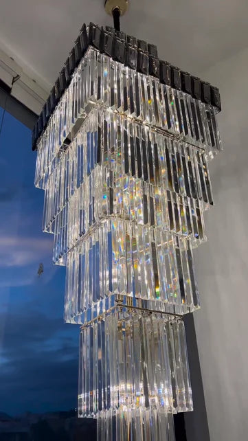 Rylight Multi-tier Square Crystal Chandelier