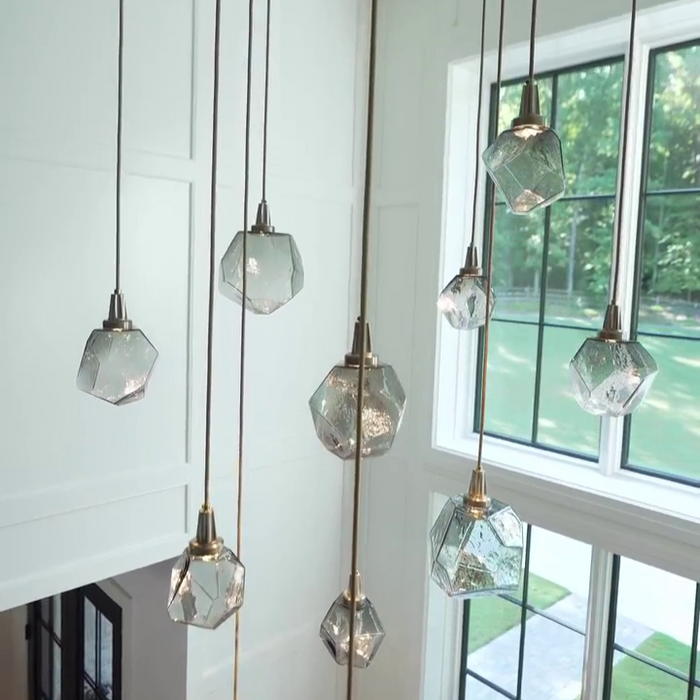 Rylight Gem Hand-blown Glass Square Pendant Chandelier