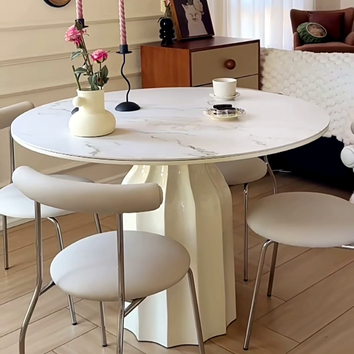 Rylight French Cream Style Oval/Round Shell Dining Table