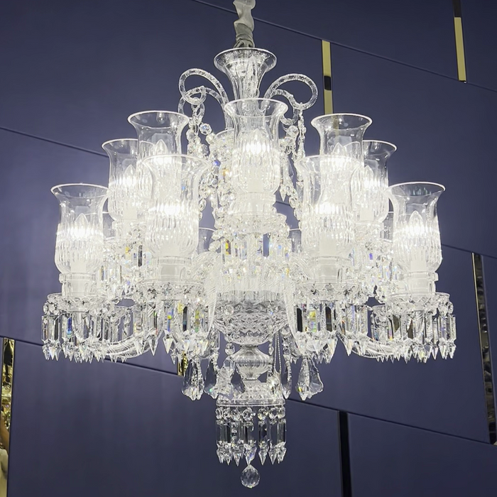 Luxury Elegant Floral Lampshade Crystal Chandelier for Low-ceiling/Apartment